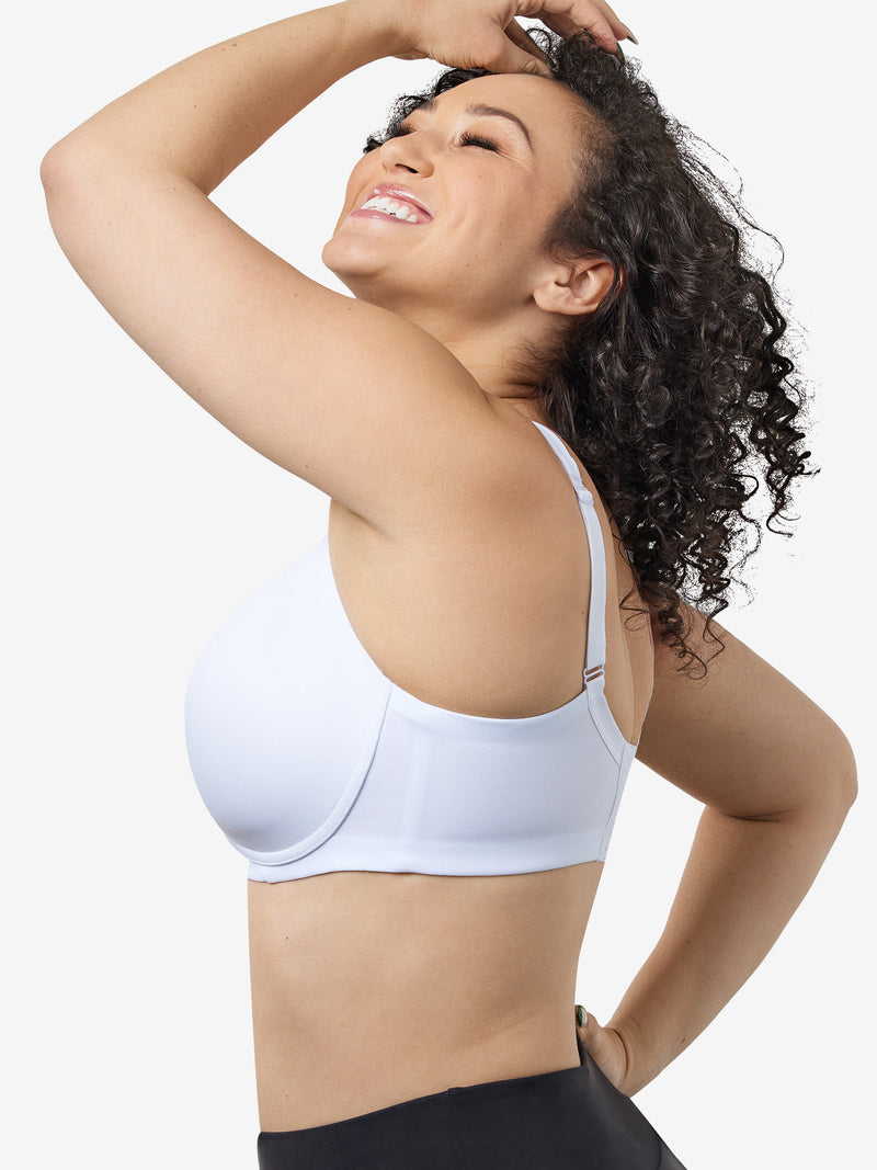 Side view of classic wirefree t-shirt bra in white
