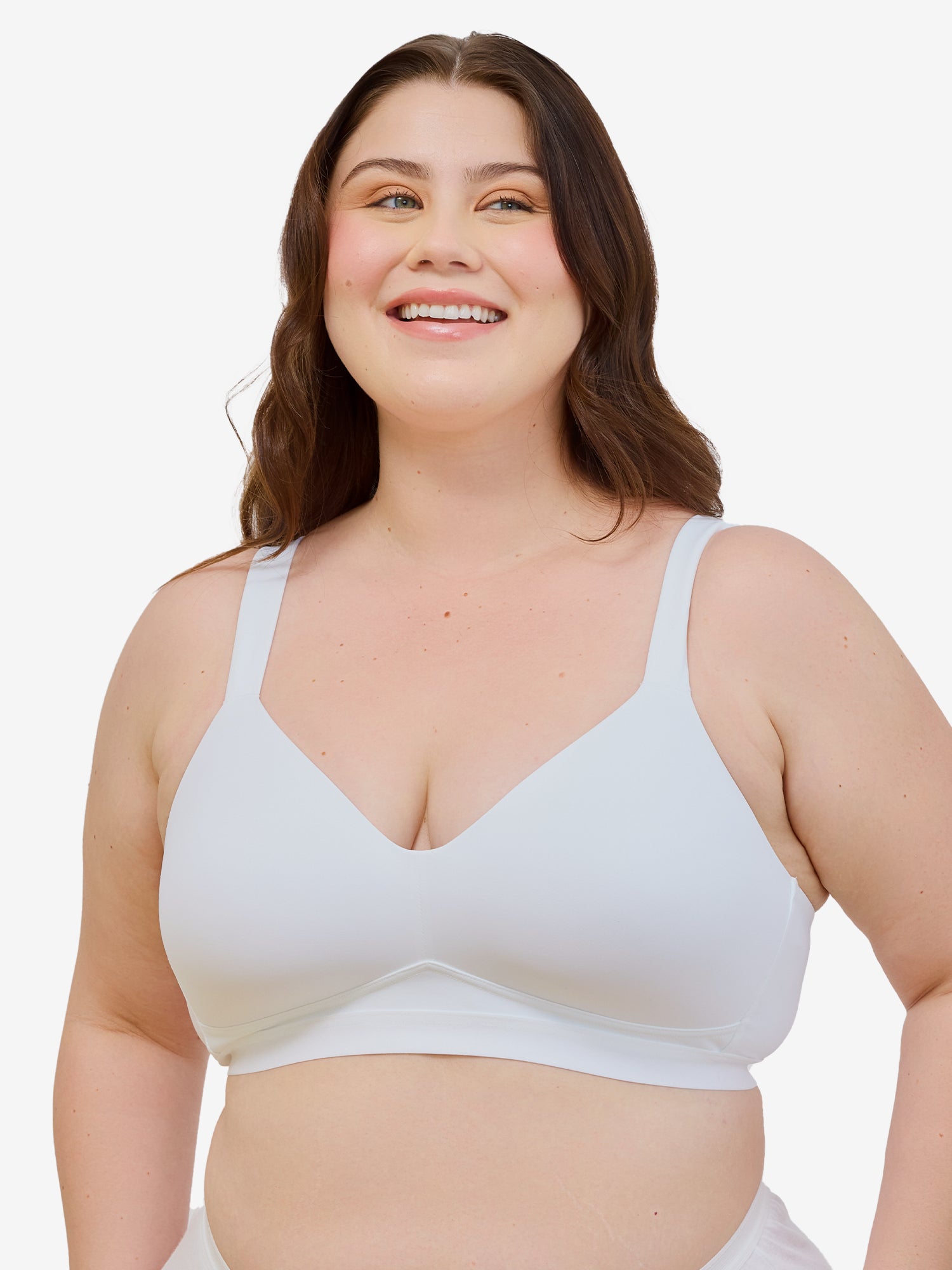 The Aurora - Lightly Lined Microfiber Wireless Bra - White,34D