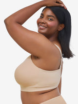 The Aurora - Lightly Lined Microfiber Wireless Bra - Sand,34D
