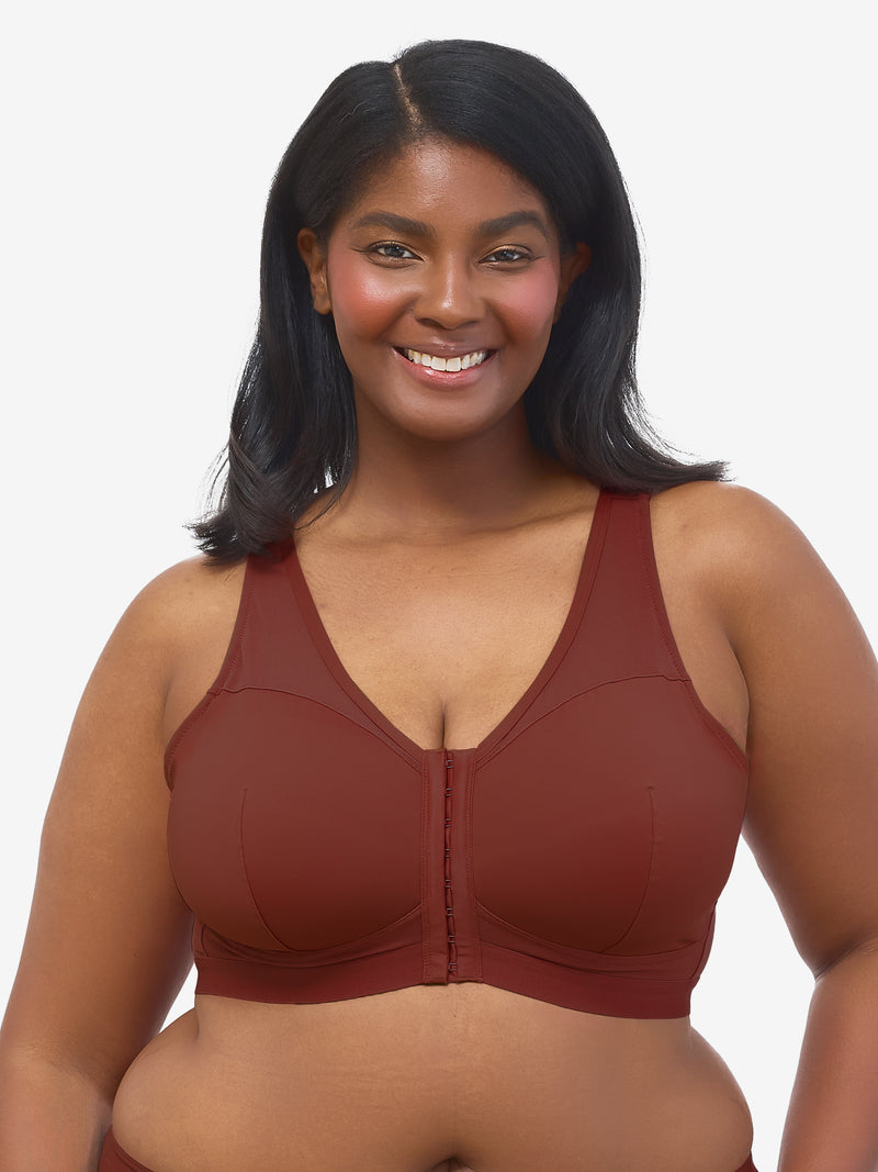 The Harper - Wireless Mesh Front-Closure Bra - Spiced Apple,34CDDD