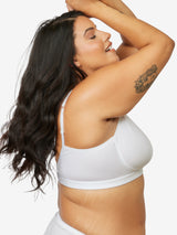 Side view of cotton comfort bra in white