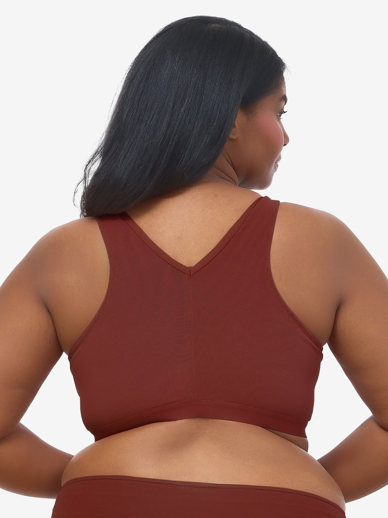 The Harper - Wireless Mesh Front-Closure Bra - Spiced Apple,34CDDD