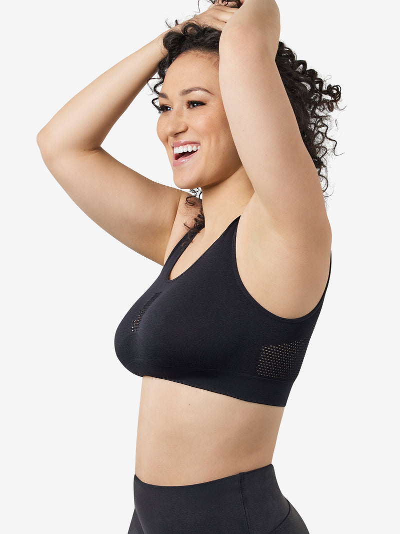 Side view of cooling everyday sports bra in black