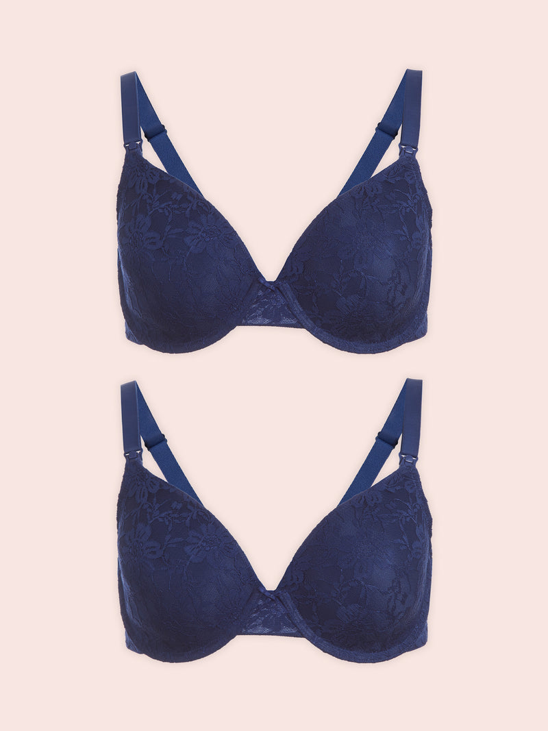 The Paulette - Underwire Allover Lace Nursing Bra 2-Pack - Sapphire - 2PK,34B