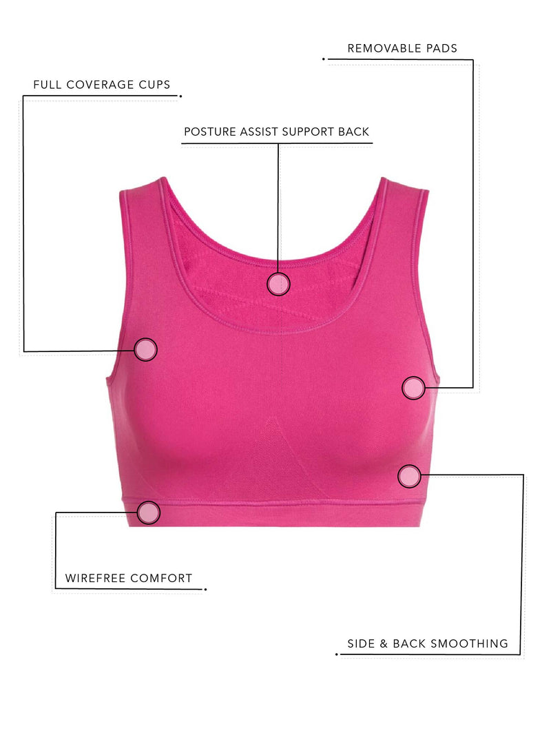 The Olivia - All-Around Support Comfort Sports Bra - Magenta Haze,S