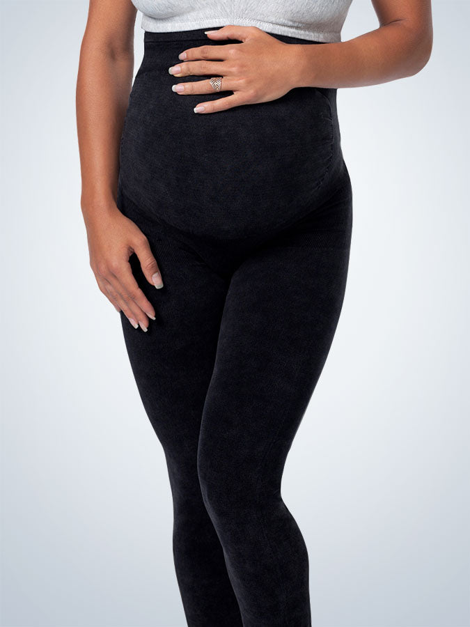 Maternity Support Leggings Patented Back Support 2-Pack - Black 2PK,XS