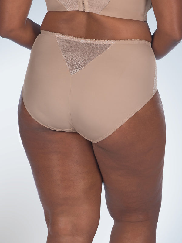 Back view of comfort fresh cooling panties in warm taupe