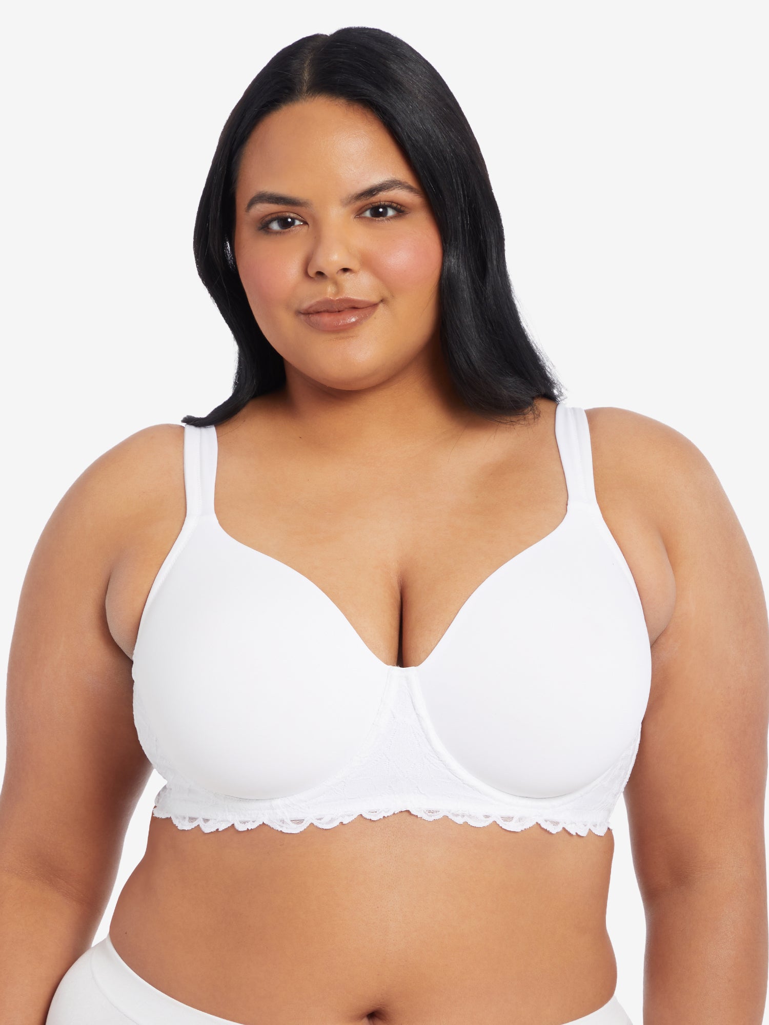 The Chloe – Lace Band Lightly Padded Underwire T-Shirt Bra - White,38A