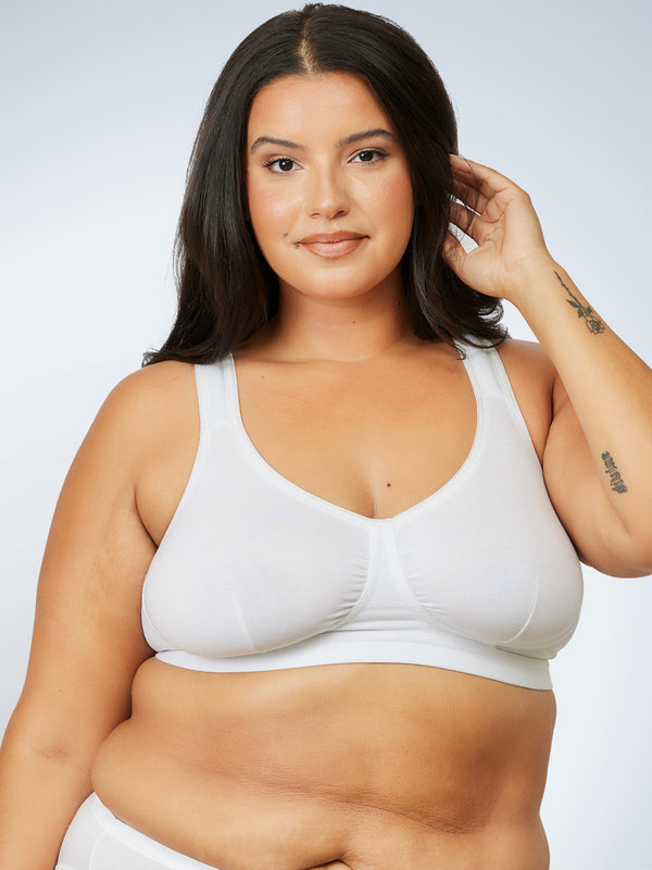 The Evie - All-Day Cotton Comfort Bra - White,34CDDD