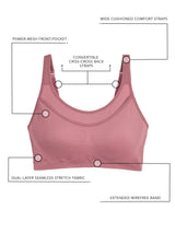 The Simone - Seamless Medium-Impact Sports Bra - Whisky Rose,M