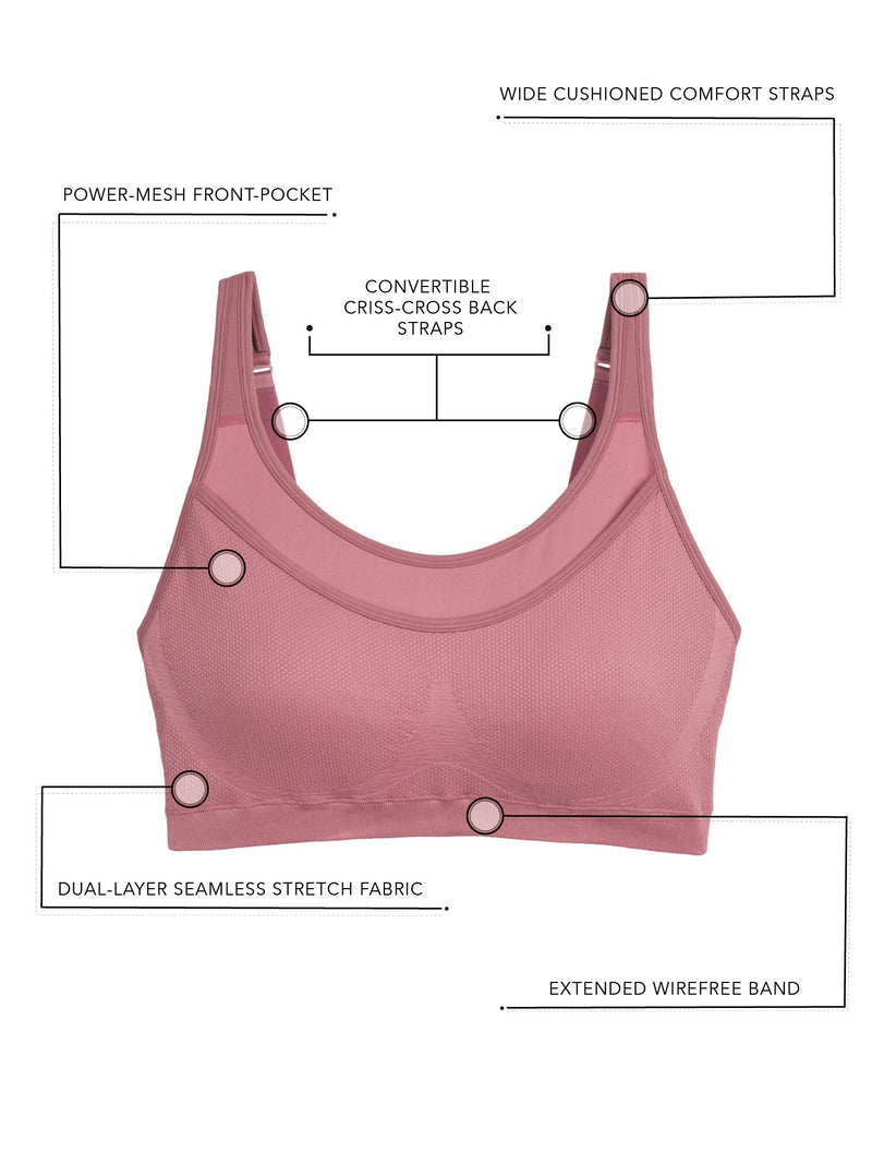 Low Impact Crossback Seamless Sports Bra - Bright pink