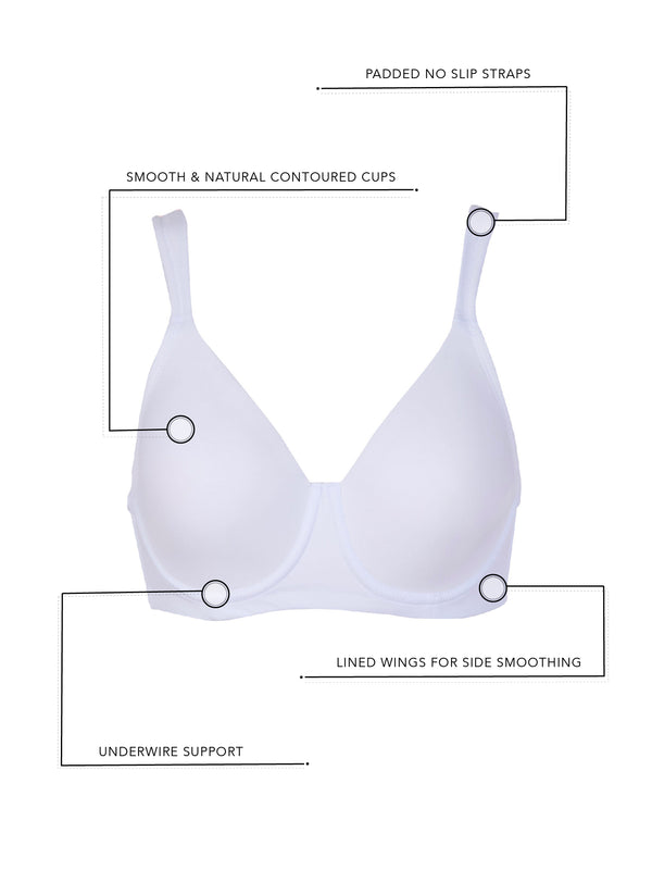 The Brigitte Full Coverage - Padded Underwire T-Shirt Bra - Blue Mist,38F