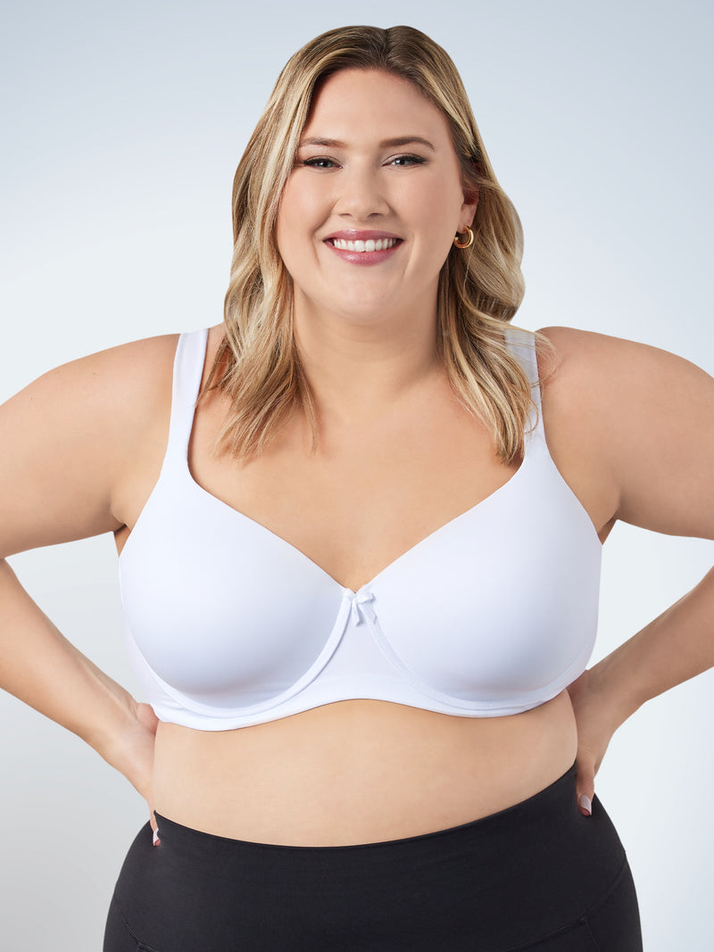 Front view of padded underwire t-shirt bra in white