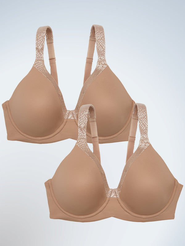 The Brigitte Luxe Wirefree - T-Shirt Full Figure Bra | 5211 2-Pack | Warm Taupe