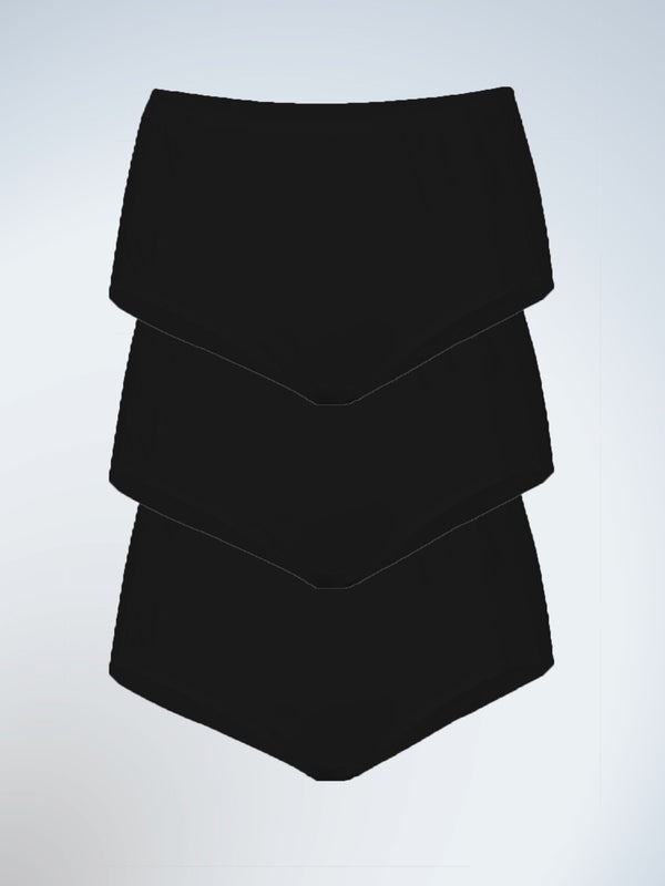 Front view of three pack comfort fresh cooling panties in black