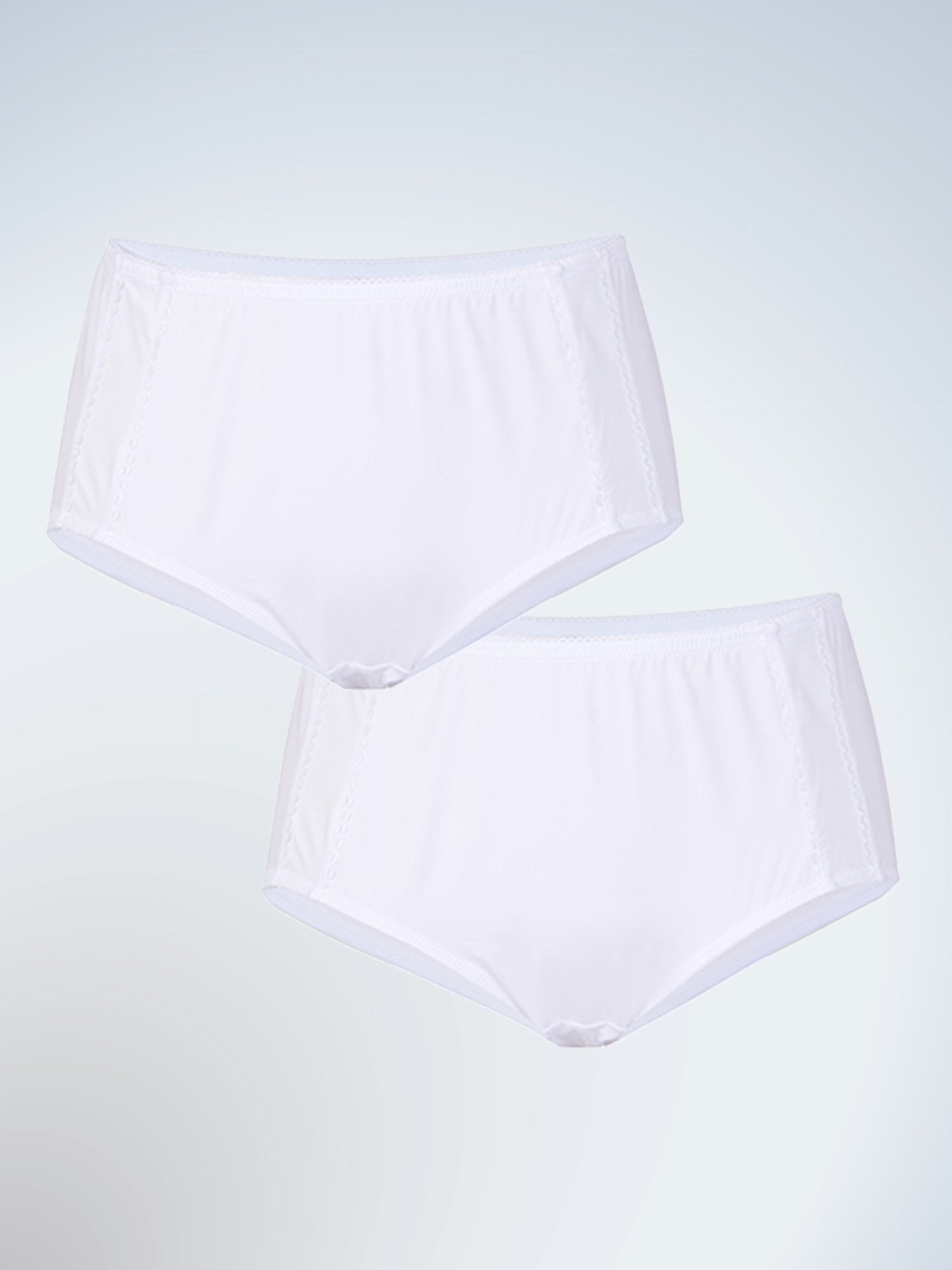 Front view of two pack comfort fresh cooling panties in white