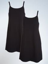 Front view of two pack maternity and nursing tank dress in black