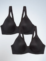 The Brigitte Luxe Underwire - Full Figure T-Shirt Bra | 5210 2-Pack | Black
